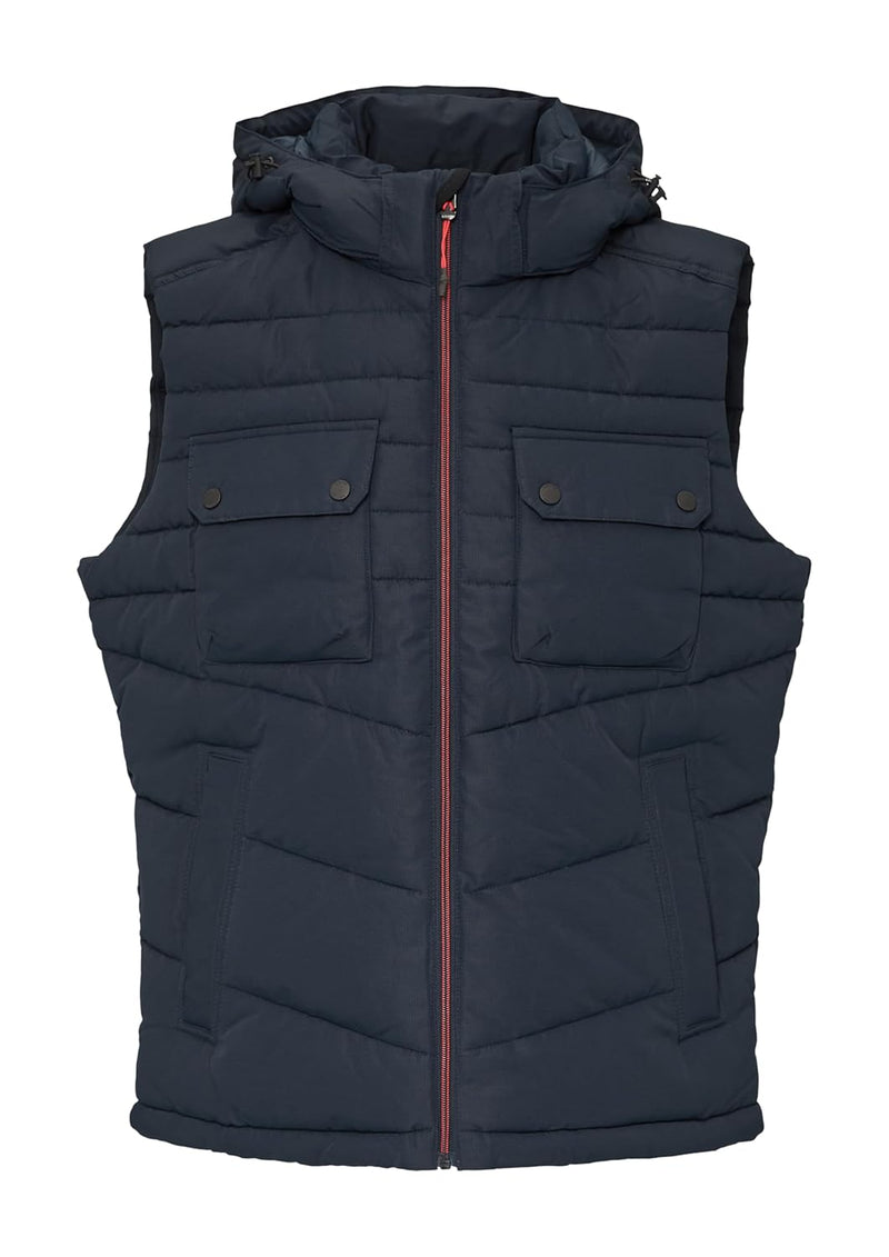 s.Oliver Men's Quilted Vest with Removable Hood