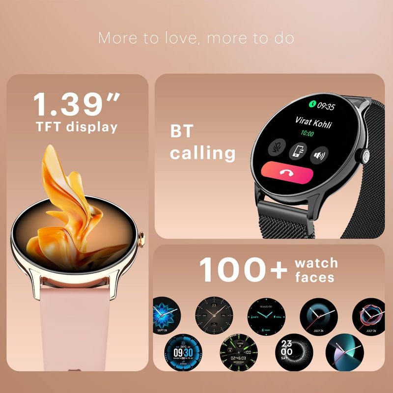 Noise Twist Go Round dial Smartwatch with BT Calling, 1.39" Display, Metal Build, 100+ Watch Faces, IP68, Activity Tracker, Oxymeter (SpO2), 24/7 Heart Rate Monitoring (Jet Black)