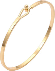 Hamsa Chain Bracelet with Cubic Zirconia Lucky Charms 18K Gold Plated Adjustable Bracelet for Women - 2.Cuff Bangle