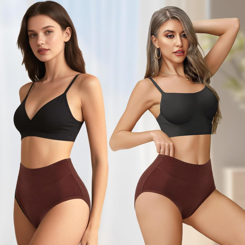 Women's Cotton Underwear High Waisted Panties Full Coverage Ladies Briefs Panties