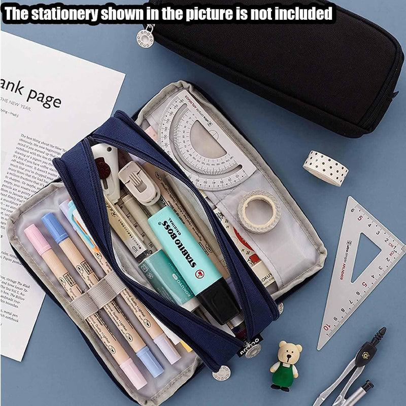 Large Capacity Pen Pencil Case with 3 Compartments, Teenagers Girls Pencil Case Office Supplier Holder Box Organizer, Multi-functional Pen Pouch Organizer for Office School Teen Girl Boy Men Women