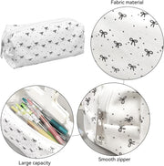 1 Piece of Bow Pencil Case and 1 Piece of Keychain, Printed Cosmetic Bag, Stationery Storage Bag, Cute Student Supplies, Small Carrying Bag.