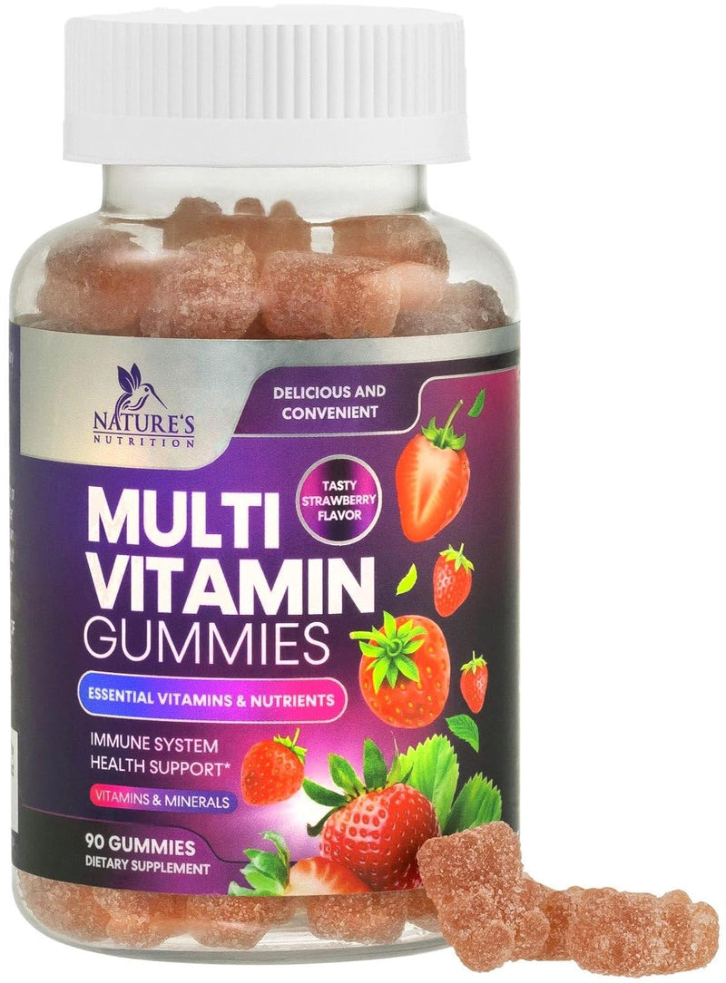 Multivitamin Gummies for Adults, Daily Gummy Vitamin for Women & Men, Immune Support Gummy Multivitamins Supplement, Adult Multi Vit Vitamin with Vitamins A, C, D, E, B-6, B-12, Zinc - 90 Gummies