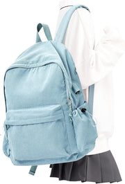 WEPOET School Backpack Cute Corduroy Bookbag Classic Casual High School Bag Lightweight College Backpack - A3-blue