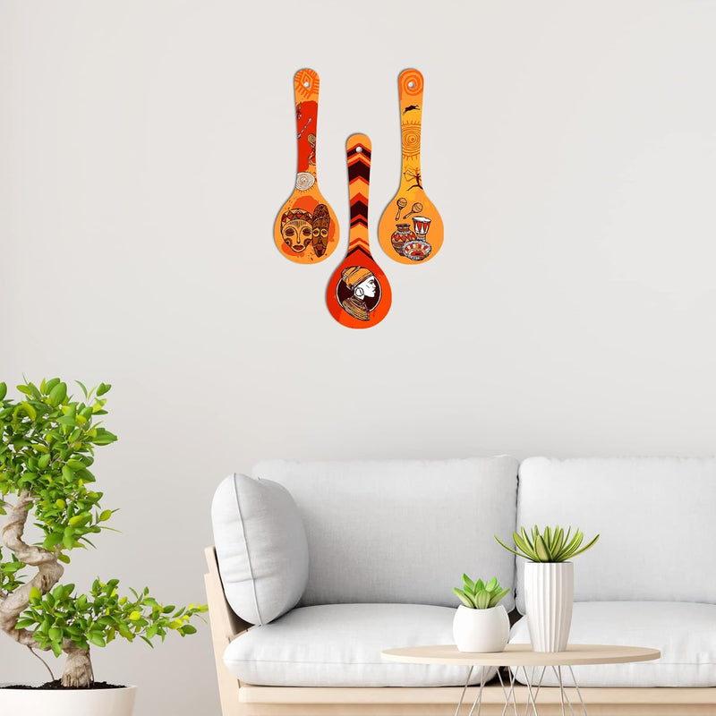 Artvibes Rajasthani Culture Wooden Wall Hanger for Home | Office | Living Room | Gift | Modern Decoration Items | Kitchen Wall Decor | Home Decor Hanging Items (WH_5012N), Set of 3