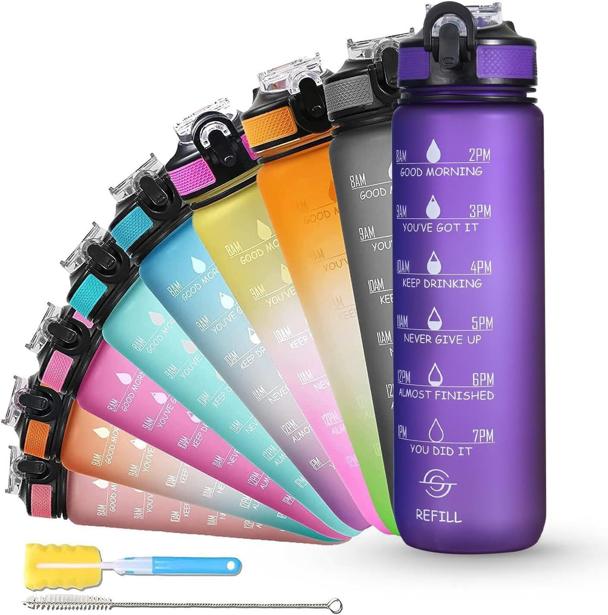 Unbreakable Water Bottle 1 Litre with Motivational Time Marker, Leakproof Durable BPA-Free Non-Toxic Water bottle for office,Water bottle for gym Detoxing eBook included Hunter Green with Motivational Time Marker – image 9