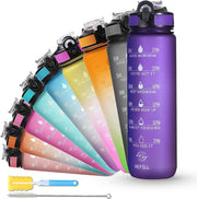 Unbreakable Water Bottle 1 Litre with Motivational Time Marker, Leakproof Durable BPA-Free Non-Toxic Water bottle for office,Water bottle for gym Detoxing eBook included Hunter Green with Motivational Time Marker - 1 ÙÙØªØ± Purple Love