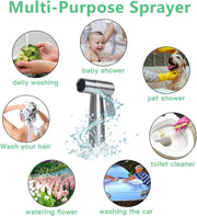 X spring Bidet Toilet Sprayer Head, 2PCS Stainless Steel Bidet Sprayer Cloth Bathroom Diaper Sprayer, Bidet Hand Shower Stainless Steel Handheld for Kitchen Bathroom Shower Toilet Cleaning