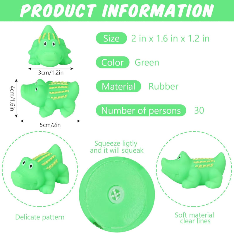 kymqlyw 30 Pcs Rubber Crocodile Bath Toy Bulk Mini Crocodile Toys Float and Squeak Crocodile Toy Crocodile Bathtub Toys for Baby Shower Halloween Christmas Birthday Party Supplies (2.8x2x1.8 inches)