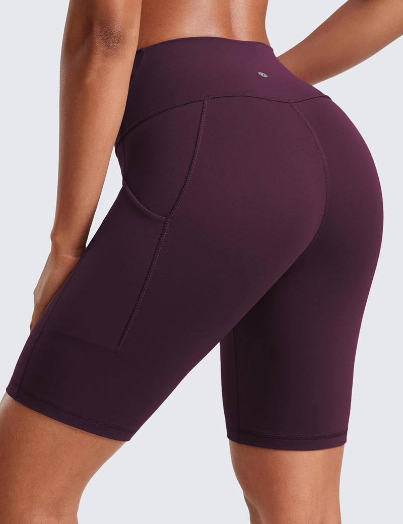 CRZ YOGA Women's Butterluxe Biker Shorts 8 Inches - High Waisted Yoga Shorts Side Pockets Buttery Soft