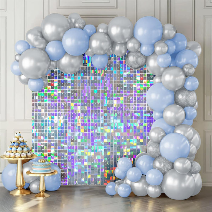 Kate Shimmer Wall Backdrop Sliver Wall Panels 12Pcs Square Sequin Shimmer Wall Backdrop Decoration for Birthday Party,Wedding, Anniversary