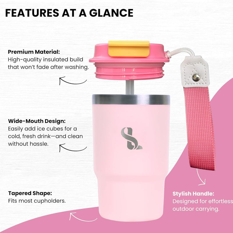 SimplyLivin. Premium Tumbler with Lid and Straw | 480ml (16oz) | Hot and Cold Drinks | Leak Proof | Travel Mug | Coffee Cup | Double Wall Stainless Steel | Unique Packaging for Gifts | Classic Beige