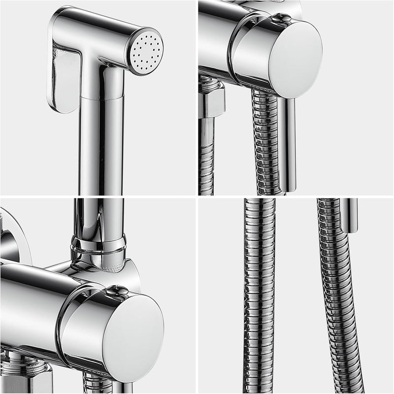 Aluminium Handheld Bidet Sprayer With 59-Inch Stainless Steel Bidet Hose, Hot and Cold Water Mixing Sprayer Kit for Toilet Bidet Sprayer Cloth Bathroom Diaper Sprayer for Shower and Personal Hygiene ﻿