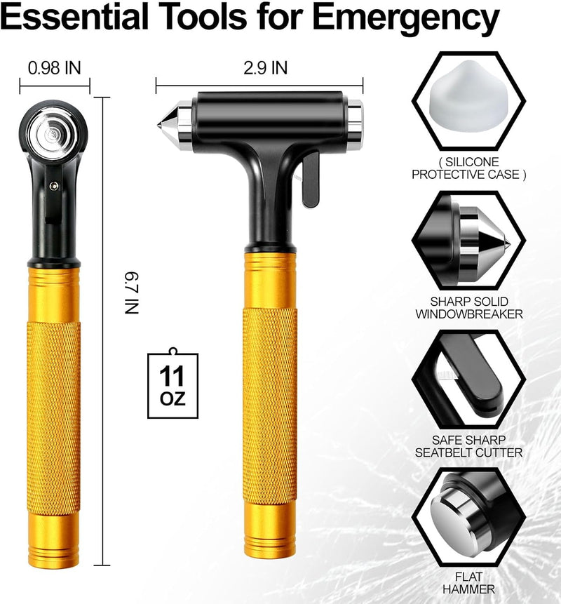 WONDER POINT Premium Car Glass Breaker with Seat Belt Cutter - Automotive Safety Hammer - Emergecy Escape Tool, Car Autoaccessory Metal Window Hammer, Vehicle Hard Aluminium Alloy Head Design