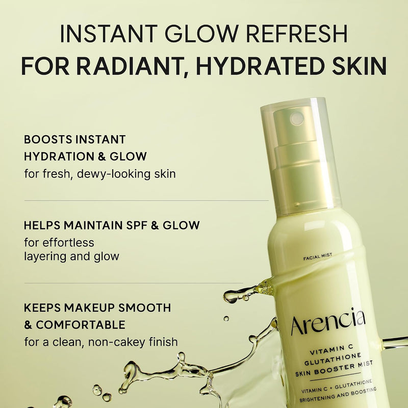 Vitamin C & Glutathione Skin Booster Mist, Glow Facial Spray with Niacinamide & Hydrating Ingredients, Lightweight Face Mist for Daily Refresh, 100ml / 3.38 fl oz