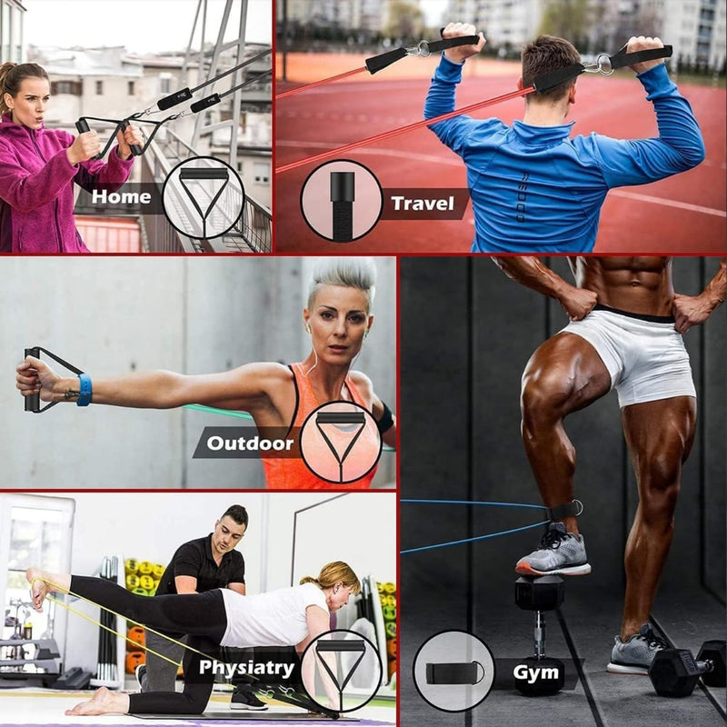 SKY-TOUCH Resistance Bands, Exercise Bands with Handles, Fitness Bands, Workout Bands with Door Anchor and Ankle Straps, for Powerlifting, Muscle Toning, Yoga, Home Workout Set