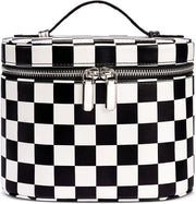 Makeup Bag Travel Makeup Bag with Compartments and Handle Portable Toiletry Bag for Women - Checkerboard