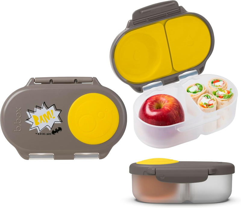 Snackbox Mini Bento Lunch Box with 2 Leakproof Compartments Ideal for Toddlers, Kids Lunch & Snacks Fits Whole Piece of Fruit BPA Free - Batman