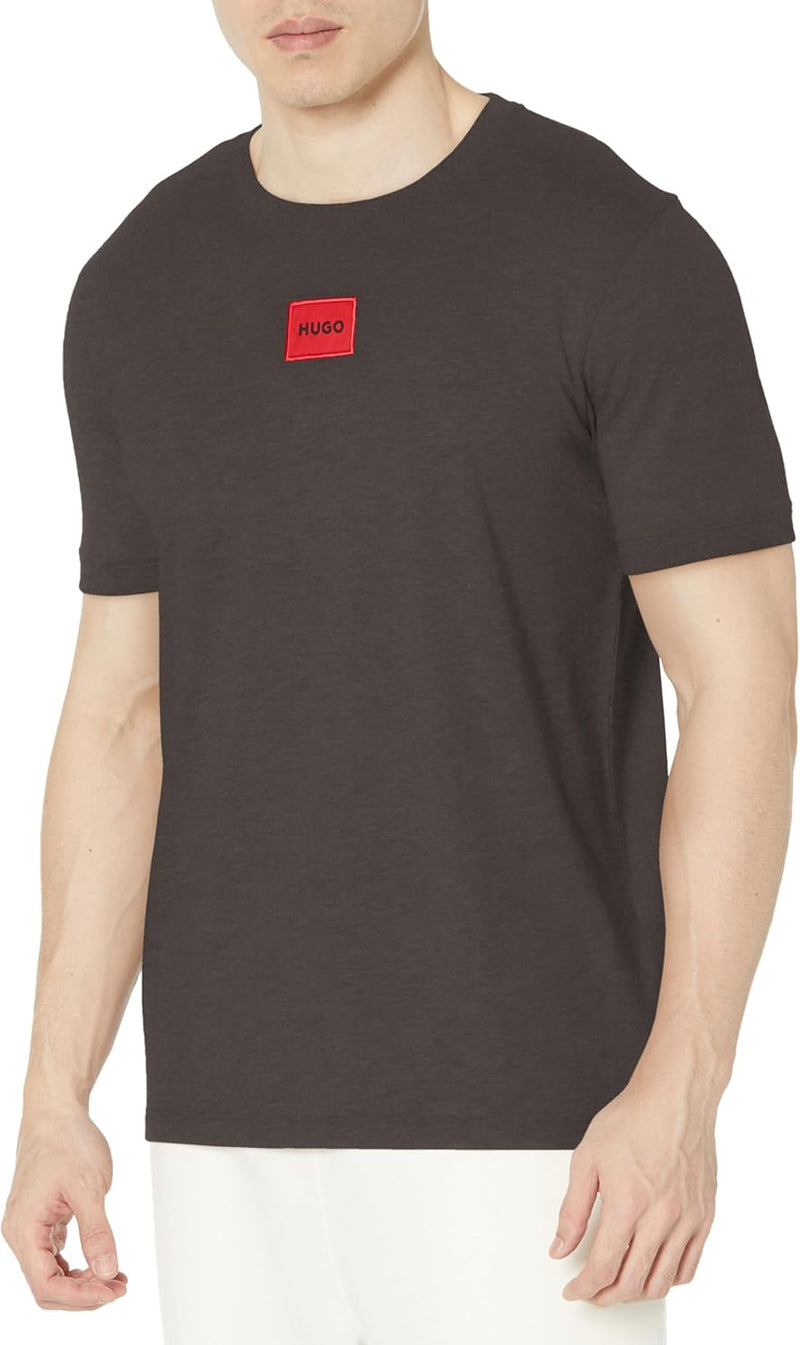 mens Ribbed Crew Neck Regular Fit Center Logo T-shirt T-Shirt - Asphalt Grey