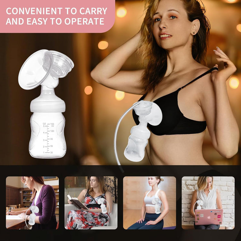 Mumoo Bear Electric Breast Pump, Portable Breast Feeding Pump Nursing Breast Massage With 2 Modes And 9 Suction Levels, Bpa Free Single Breast Milk (Pink)