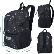 GRANDUP Basketball backpack with ball and shoes compartment Fit Volleyball, soccer, Swim, Gym, Travel, and School, large capacity sports training equipment bags - black marble