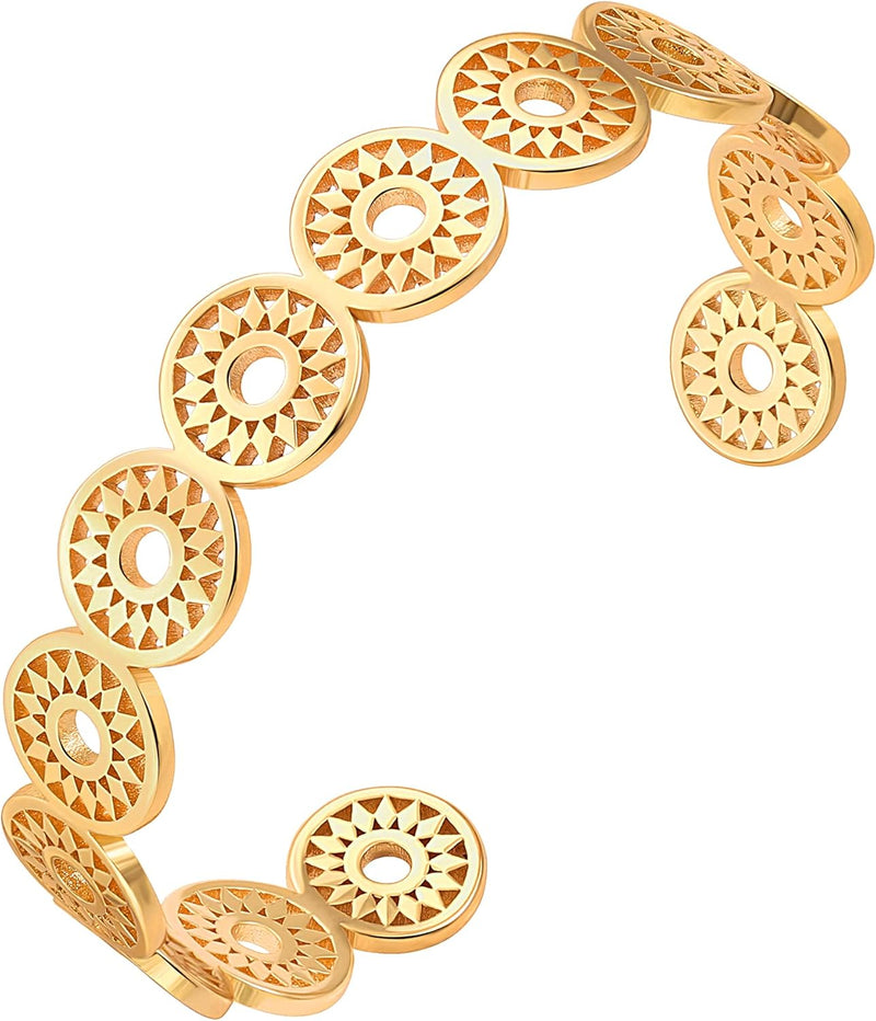 Hamsa Chain Bracelet with Cubic Zirconia Lucky Charms 18K Gold Plated Adjustable Bracelet for Women - Cuff