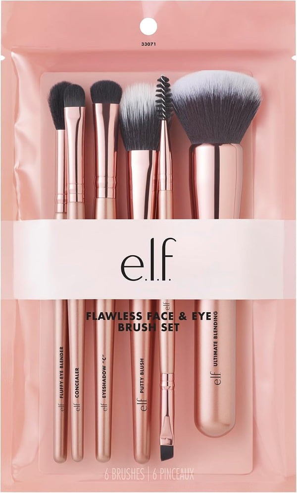 e.l.f. Flawless Face Kit, 6-Piece Brush Collection, Brushes For Face, Eyes & Brows, Vegan & Cruelty-Free