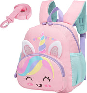 Toddler Backpack Dinosaur Preschool Bag for Boys Girls with Anti-Lost Leash, Cute Cartoon Kids Backpack for 2-6 Years Old, Lightweight Childrens Daycare School Bag SE22065 - Pink Unicorn