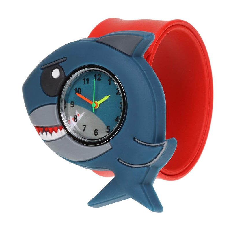 Wacky Watches Watch Shark Sealife Design Slapwatch Fast Fit Kids Childrens Silicone Watch Band Learn to Tell The Time Unisex Instant Fit Any Size