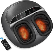 Foot Massager with Heat, Shiatsu Foot Massage Machine Deep Kneading, Air Compression - Panel Control (Black) - Remote Control