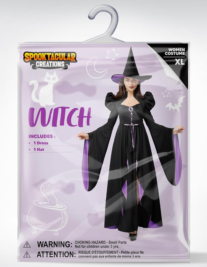 Spooktacular Creations Classic Witch Womens Halloween Costumes 2026, Costume with Witch Dress Hat Accessory for Cosplay