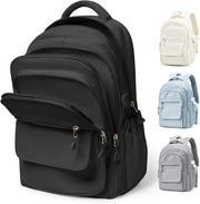 WEPOET Multi Pocket Backpack For School Womens Men, Waterproof Book bag Secondary For Girls Boys, Lightweight Large Capacity Rucksack Casual School Bags - Black