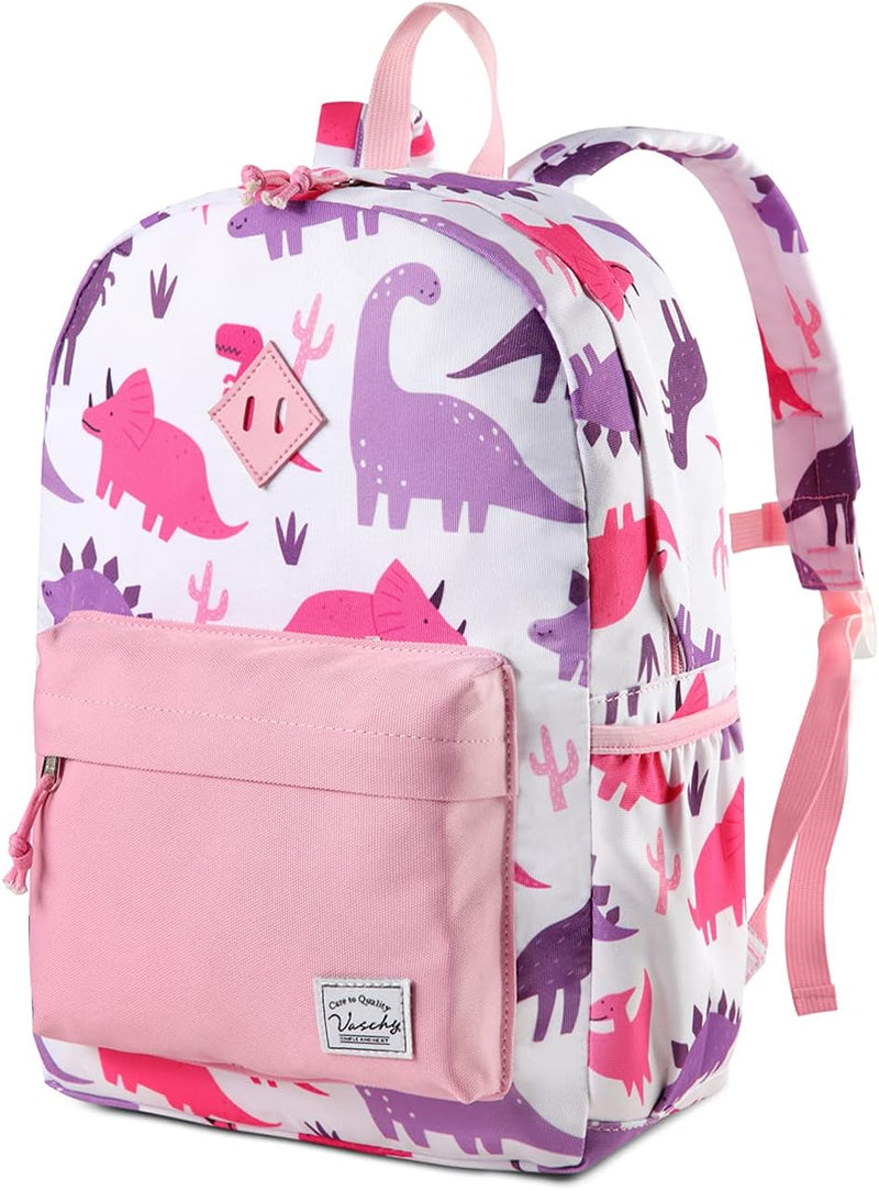 Kids School Backpack Rucksack for Boys Girls Children's Toddler Backpack Kindergarten Book Bag with Chest Buckle - Medium Pink Dinosaurs