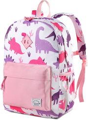 Kids School Backpack Rucksack for Boys Girls Children's Toddler Backpack Kindergarten Book Bag with Chest Buckle - Medium Pink Dinosaurs