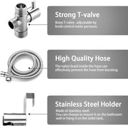 Hanbuluo Bidet Sprayer for Toilet, Hand held Stainless Steel Toilet Bidet Sprayer Kit with Hose, Easy Install Bidet Attachment for Toilet, Bidet Sprayer for Personal Hygiene
