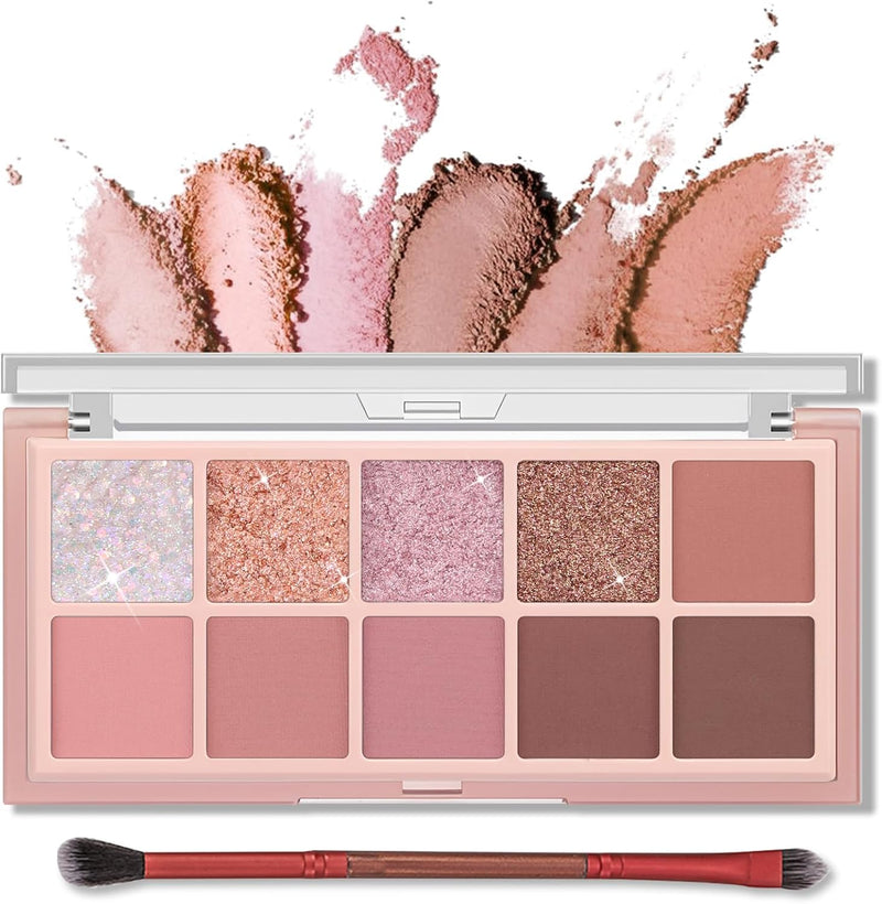 10 Colors Eyeshadow palette with Brush,eye shadow,makeup palette, Long-Lasting Waterproof,eye makeupMatte Naked Eye Shadow, Ultra-Blendable, Easy to use, Professional Matte, Rose Pink - #03