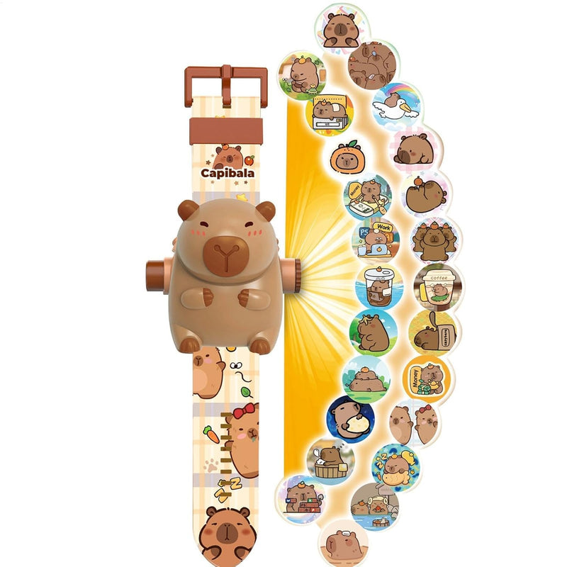 Animal Projection Watch for Kids, Capybara Themed Digital Projector Watch with 24 Fun Patterns, Adjustable Digital Screen Watch for Boys and Girls, Ideal Kindergarten for Ages 3 to 8