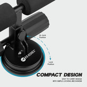 Konex Sit Up Bar for Home & Gym Workouts Portable Abdominal Curl Exercise Equipment with Strong Suction Base Ideal for Hips, Legs, Back, Abs & Core - Black
