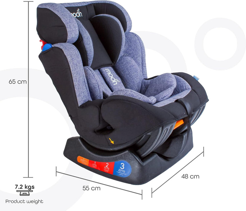 The Moon Brand Sumo Car Seat – Birth to 6yrs Baby Travel Gear – Convertible Rear & ForwardFacing Booster Seat – Reclining Car Seat for Group 012 – Child Comfort Car Accessories – Light Grey