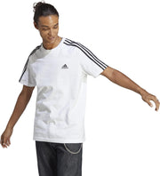 mens Essentials Single Jersey 3-Stripes T-Shirt - White/Black