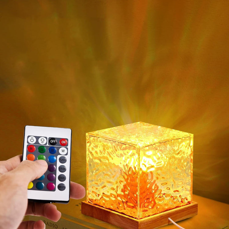 Water Ripple Lamp - 16 Colors Crystal Night Lamp, Dynamic Water Ripple Night Lamp for for Photography, Vlog, Party, Bedroom, Home Living Room Holiday presents