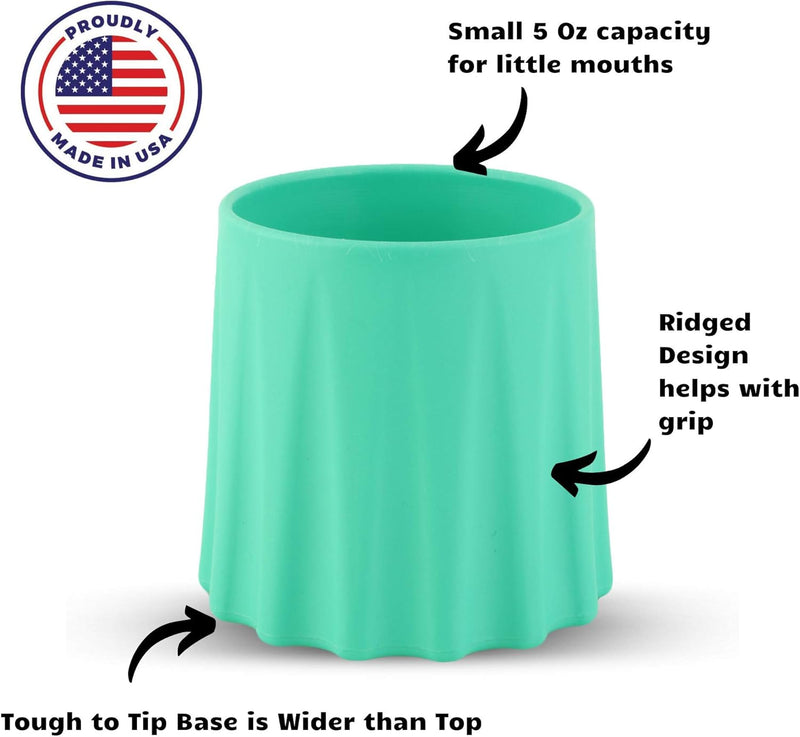 EZTOTZ Tough To Tip BPA Free Plastic Baby Cups USA Made - Open Top Cups For Kids - Tip Resistant Kid’s Tumbler Cup For Independent Toddler Learning - 12+ Months - Safe & Non-Toxic