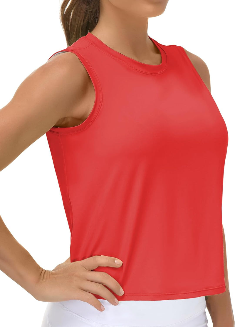 THE GYM PEOPLE Ice Silk Workout Tops for Women Quick Dry Muscle Gym Running Shirts Sleeveles