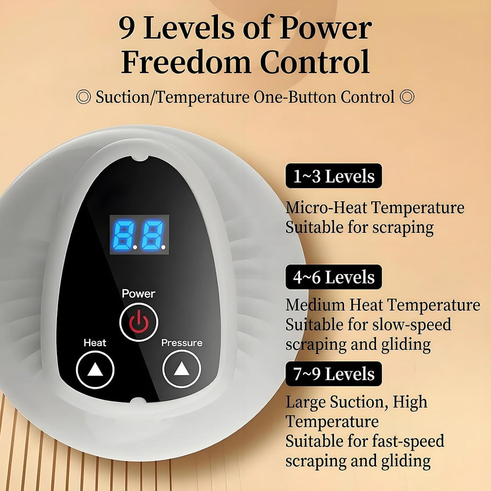 Vacuvia for Cellulite Machine with LED Light & Vibration, 9 Adjustable Suction Levels for Arms, Legs, Abdomen & Back, Rechargeable Handheld Body Massager for Skin Firming & Deep Relaxation