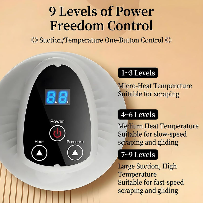 Vacuvia for Cellulite Machine with LED Light & Vibration, 9 Adjustable Suction Levels for Arms, Legs, Abdomen & Back, Rechargeable Handheld Body Massager for Skin Firming & Deep Relaxation