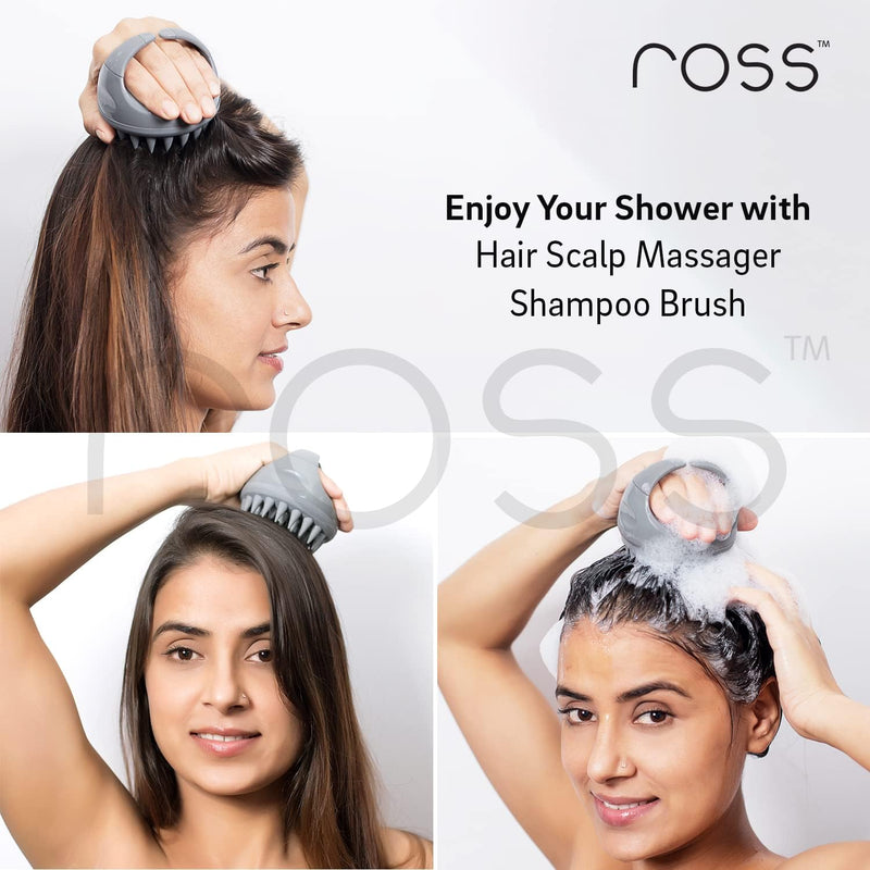 Ross Hair Scalp Massager Shampoo Brush with Soft Silicone Bristles (Black)