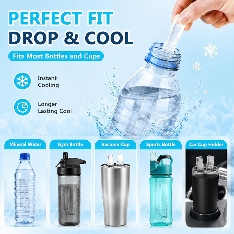 2 Pack Ice Cube Trays with Lids, Silicone Ice Mold for Water Bottles Food grade silicone ice tray with easy release design creates bottle-friendly ice cubes and stacks neatly for freezer storage