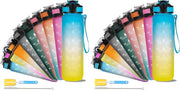 Unbreakable Water Bottle 1 Litre with Motivational Time Marker, Leakproof Durable BPA-Free Non-Toxic Water bottle for office,Water bottle for gym Detoxing eBook included Hunter Green with Motivational Time Marker - 1 ÙÙØªØ± (Pack of 2) Yellow Blue