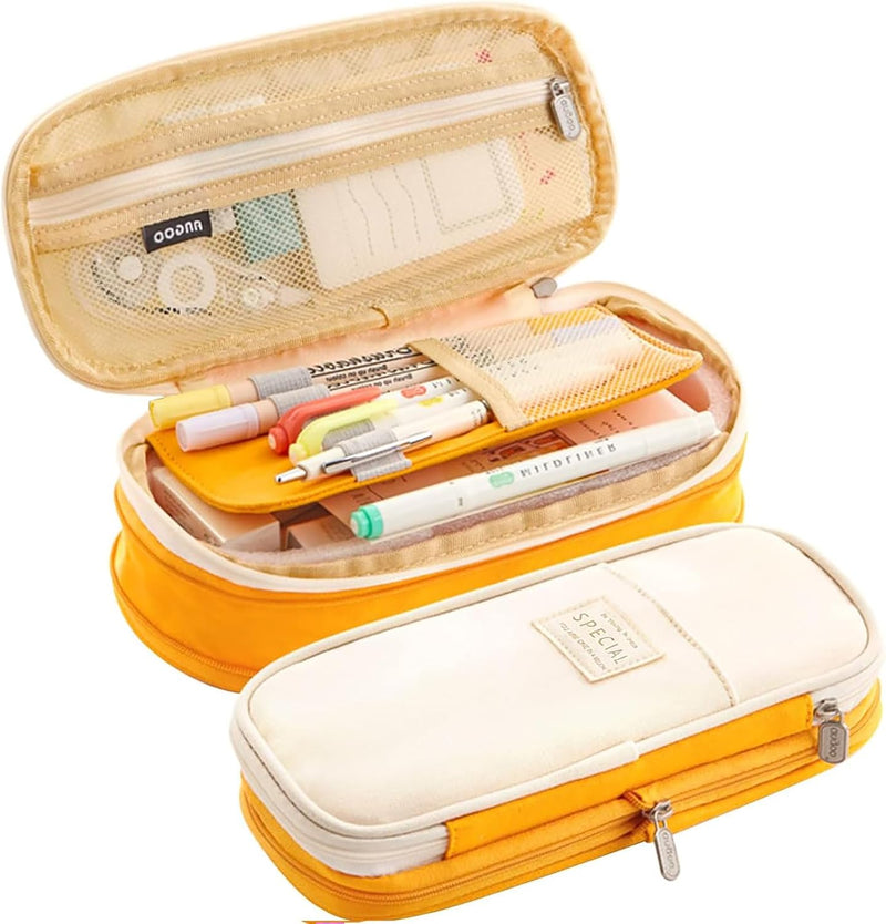 Large Capacity Pencil Case Handheld Pen Pouch Bag for School Office, Turmeric