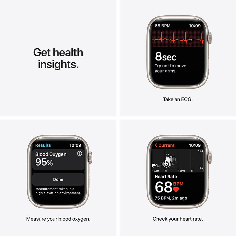 Apple Watch Series 7 (GPS + Cellular, 45mm) Smart watch - Graphite Stainless Steel Case with Midnight Sport Band - Regular. Fitness Tracker, Blood Oxygen & ECG Apps, Water Resistant (Renewed)